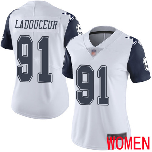 Women Dallas Cowboys Limited White L. P. Ladouceur #91 Rush Vapor Untouchable NFL Jersey